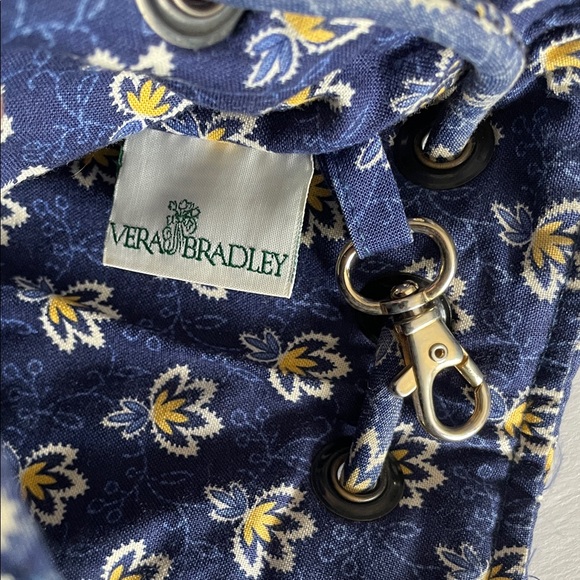 Vera Bradley retired Maison Floral navy blue/yellow Drawstring Backpack - Picture 4 of 11